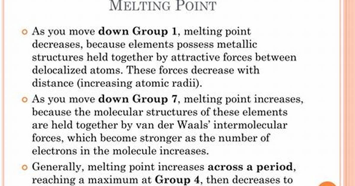 Why Melting Point Decreases Down the Group?