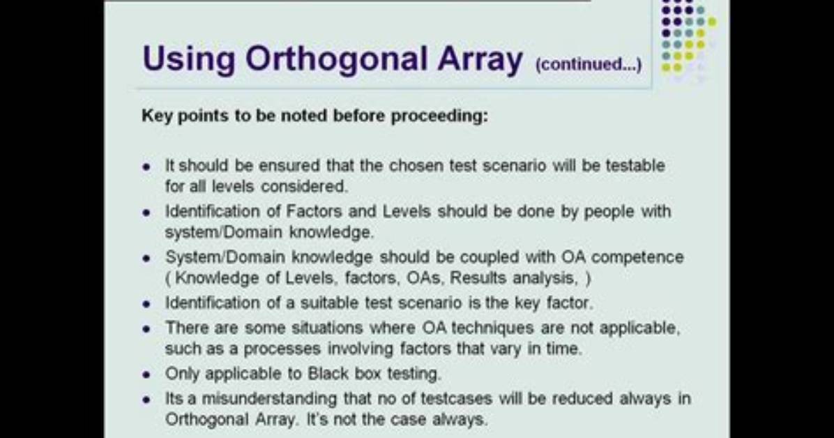 Why Orthogonal Array Is Used?