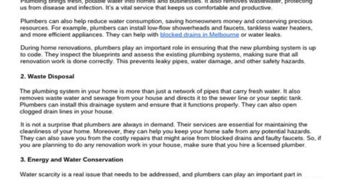 Why Plumbers Are Important?