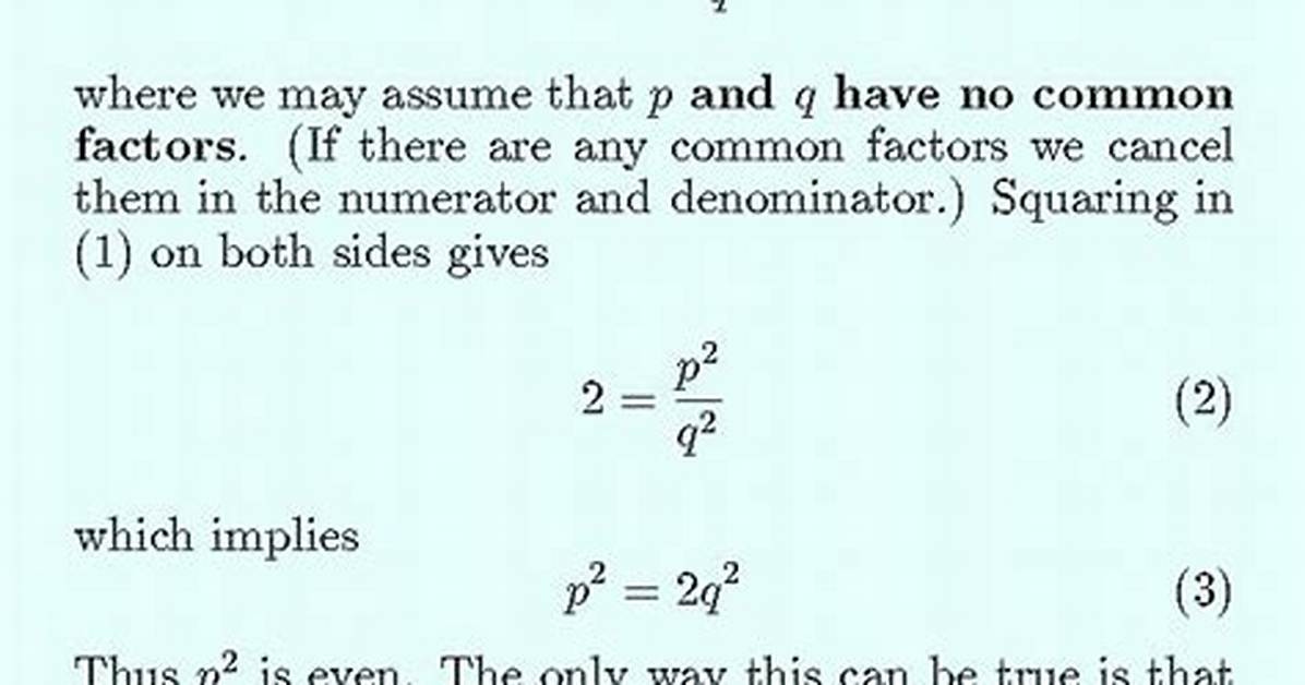 Why Root 2 Is Irrational?