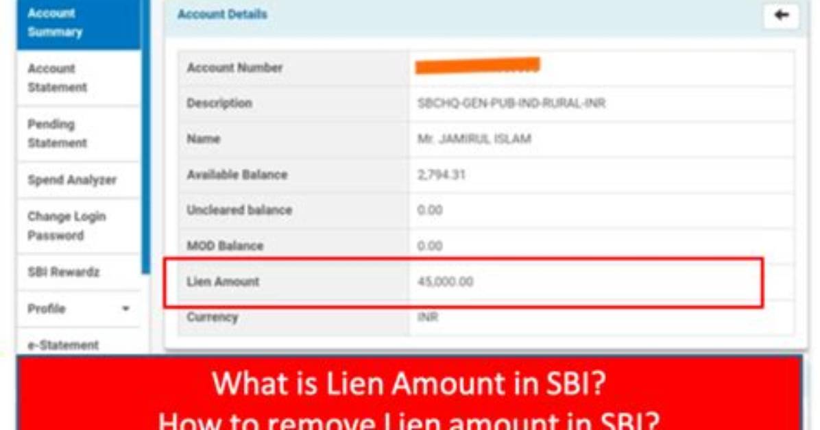 Why Sbi Put Lien Amount?