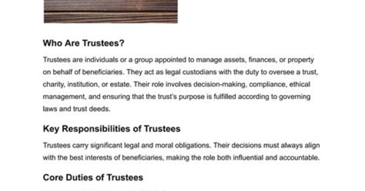 Why Trustees Is Important?