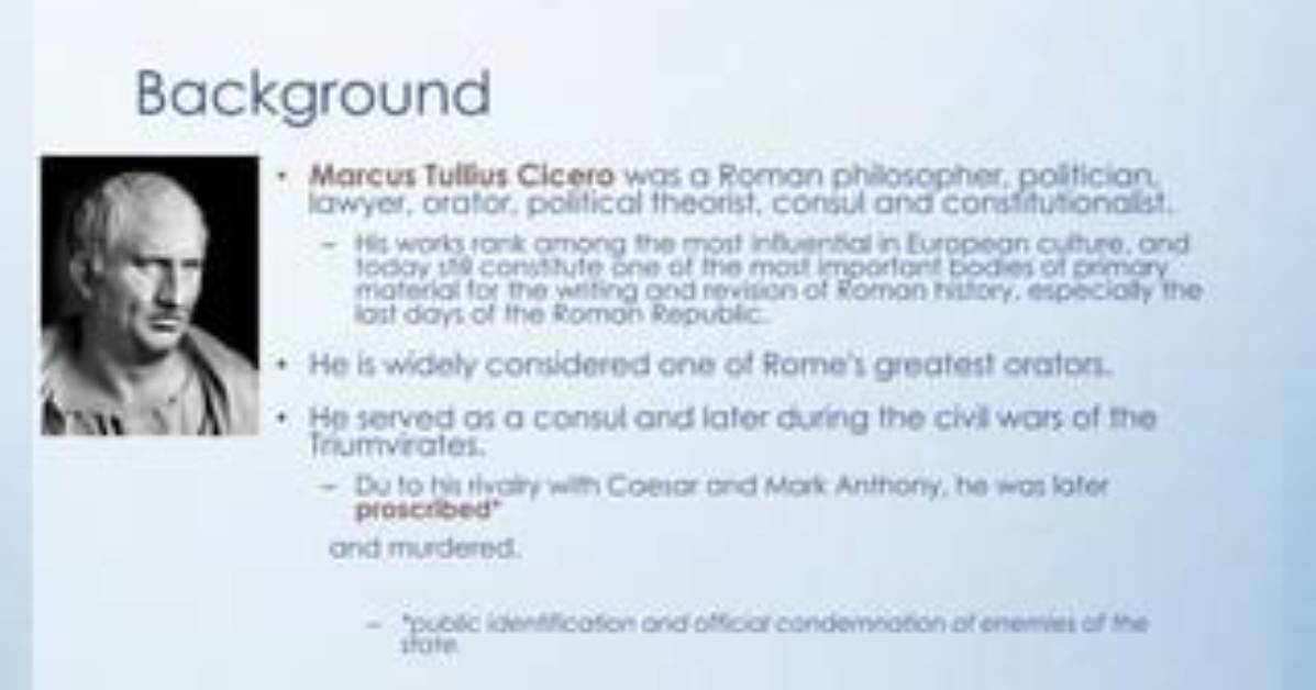 Why Was Cicero Proscribed?