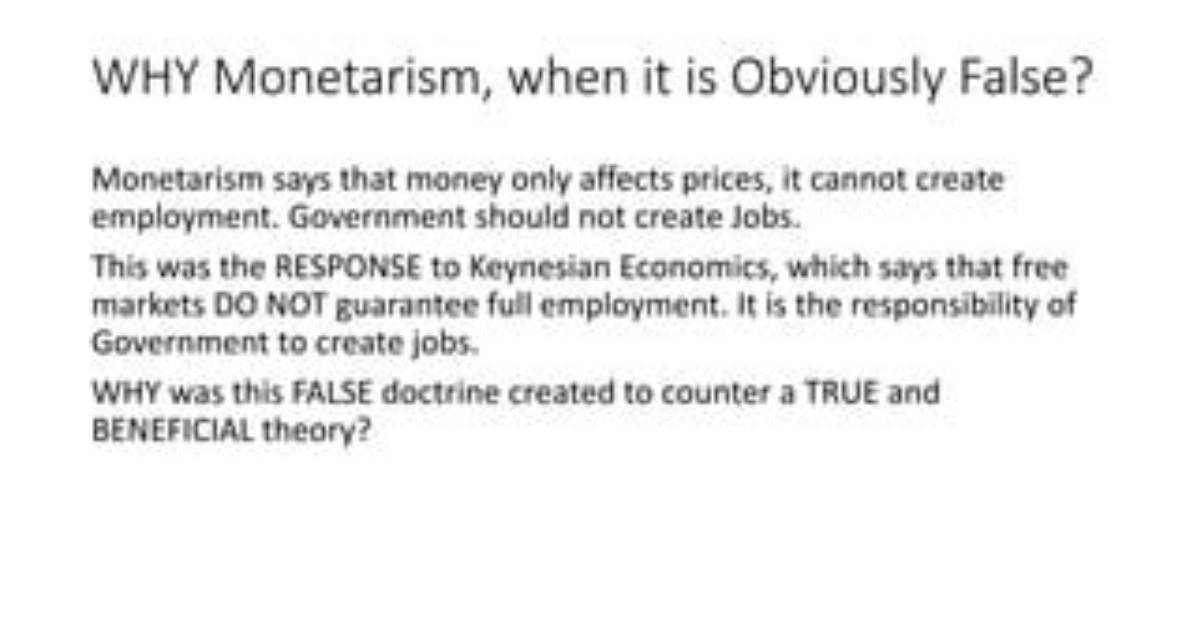 Why Was Monetarism Created