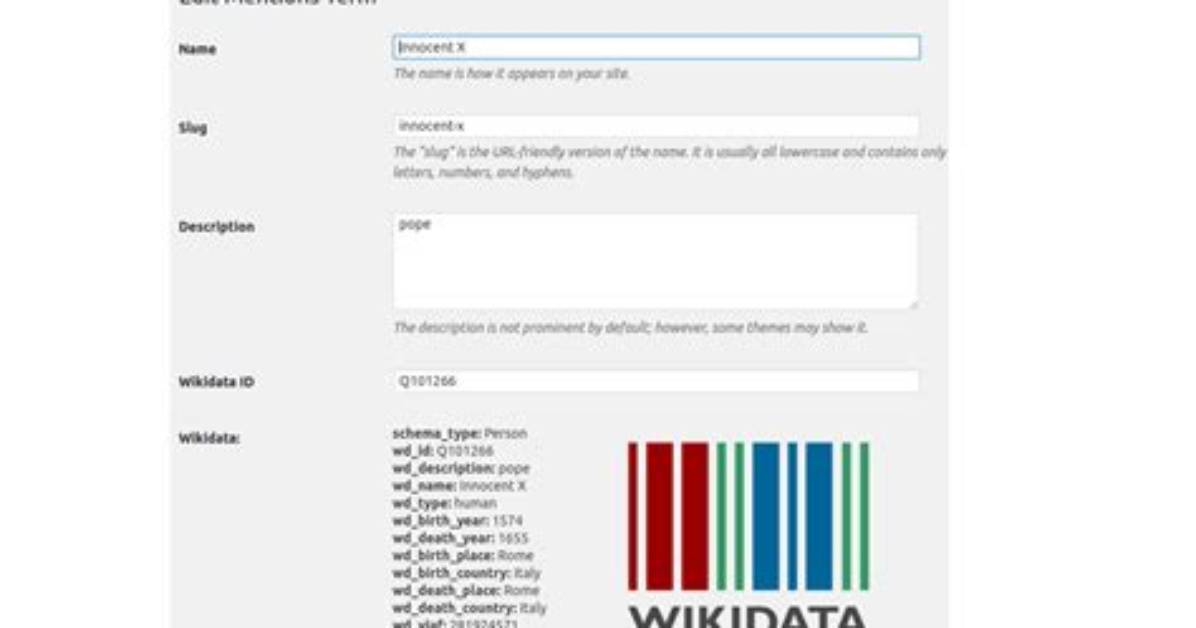 Wikidata Entity Value from Name