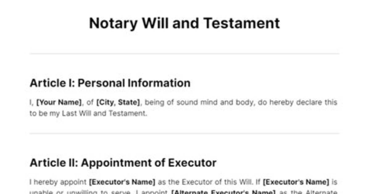 Will and Testament Notarial?
