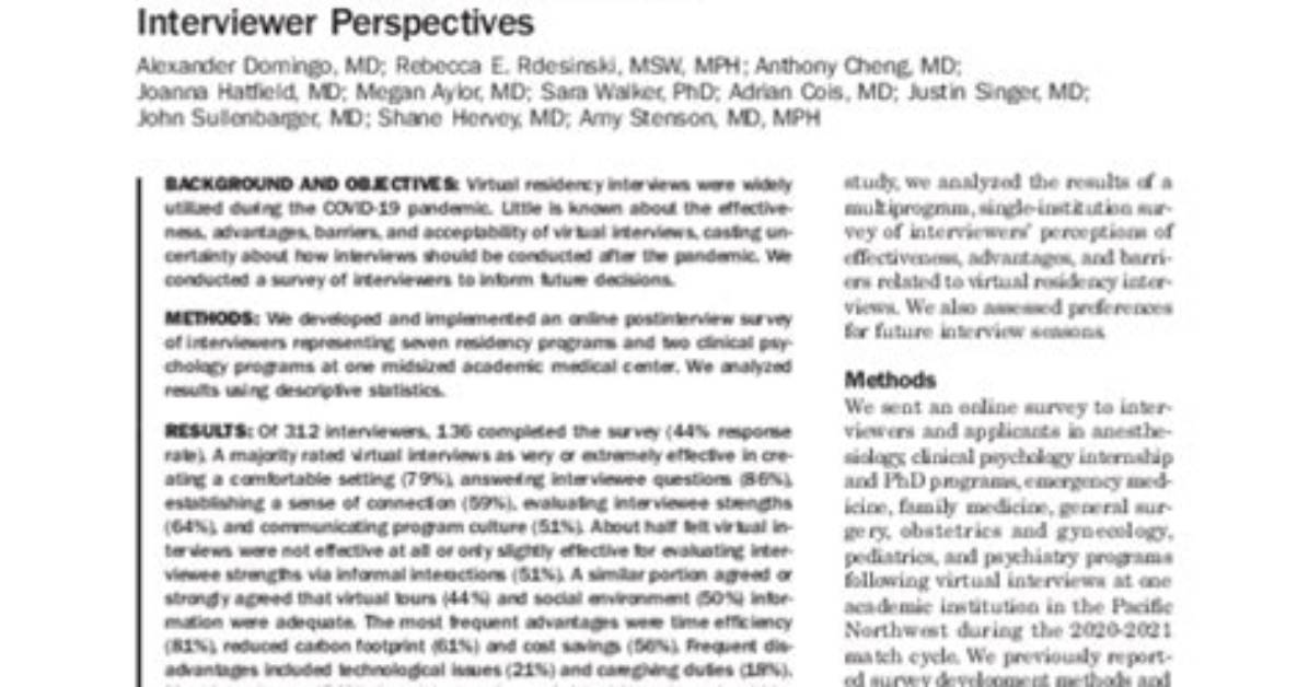 Will Residency Interviews Be Virtual 2022?