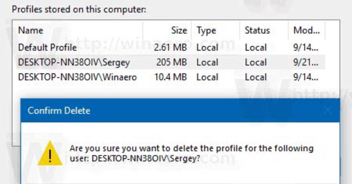 Windows 10: Delete User Profile?