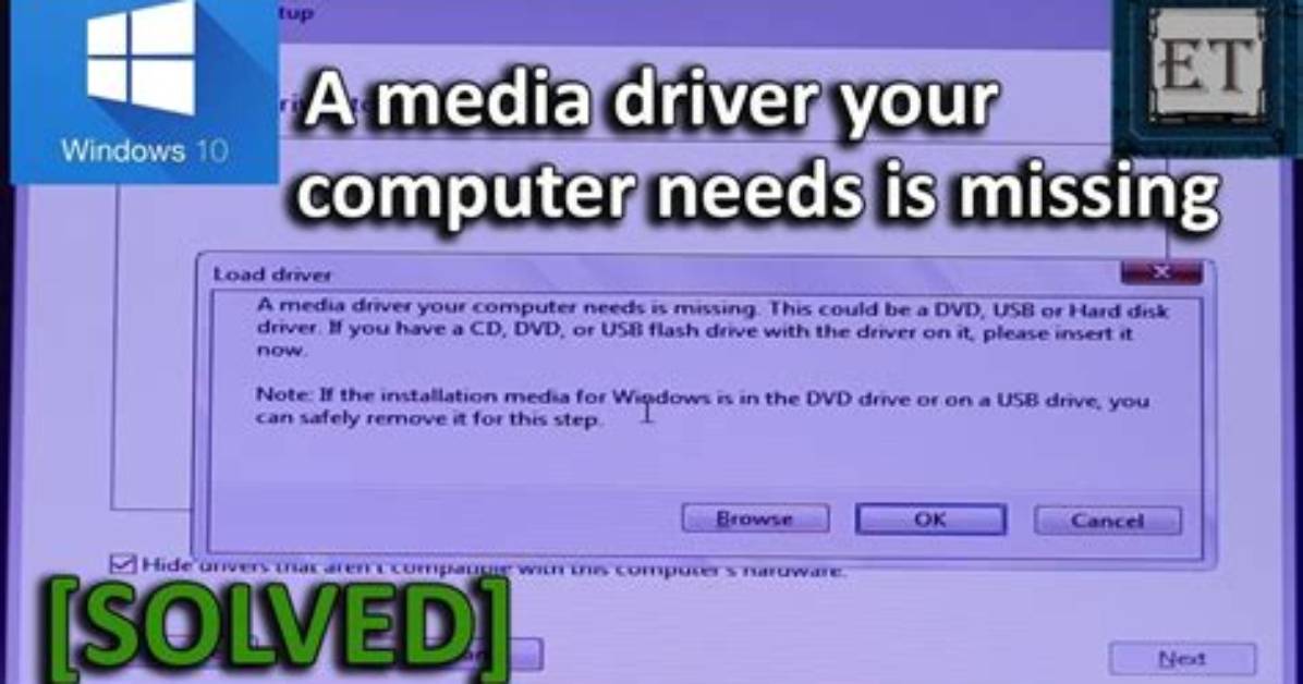 Windows 10 Installation - a Media Driver Your Computer Needs Is Missing