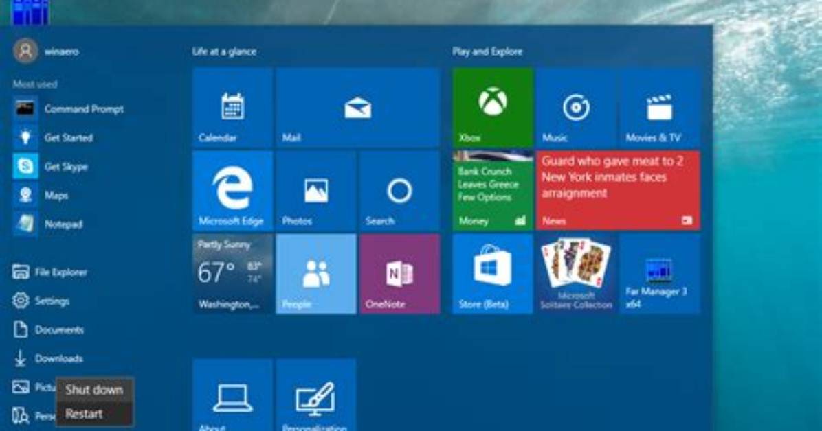 Windows 10 Start Menu Shutdown Button Not Doing Anything