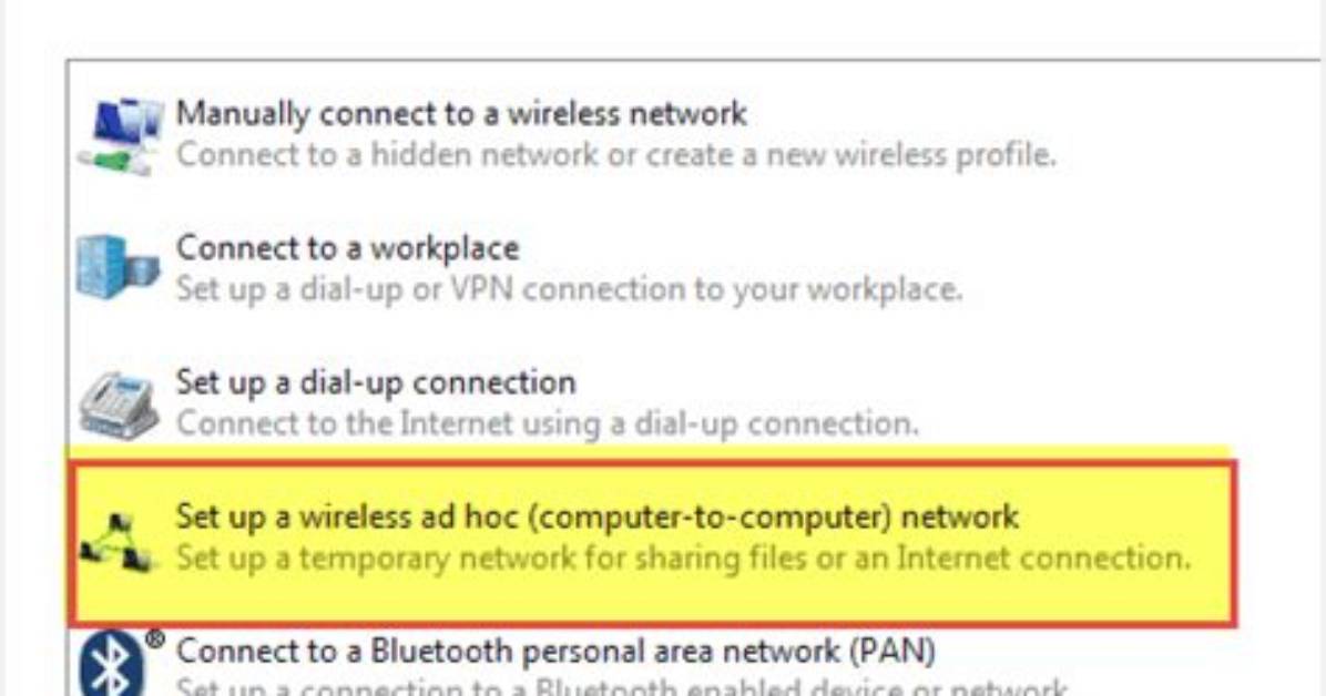 Windows Can't Setup Ad Hoc Connection