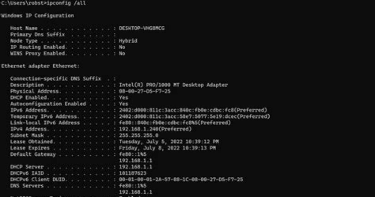 Windows Command to Display All Ip Addresses