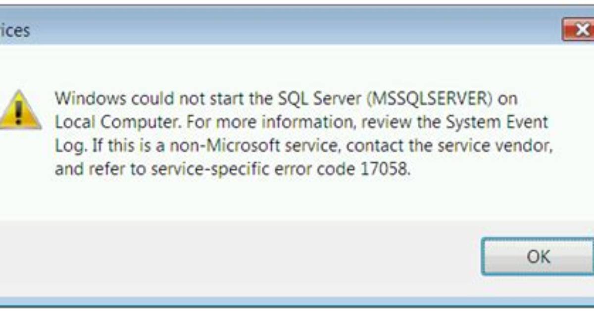 Windows Could Not Start the Sql Server (Mssqlserver) on Local Computer. .. (Error Code 3417)