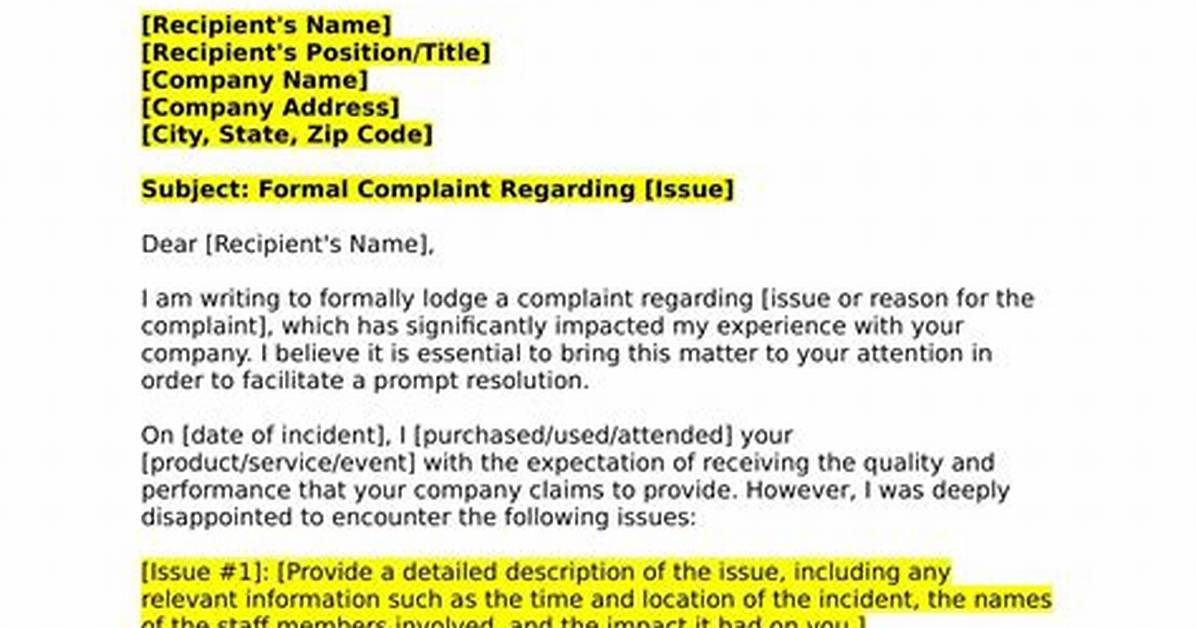 Would Like to Make a Complaint?
