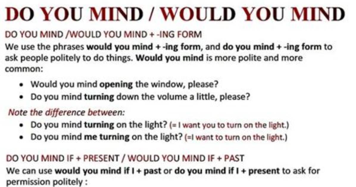 Would You Mind and Do You Mind?