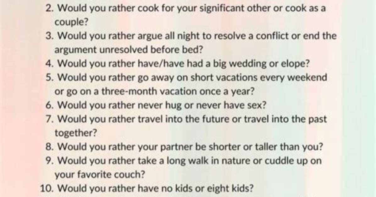 Would You Rather Questions About Relationship?