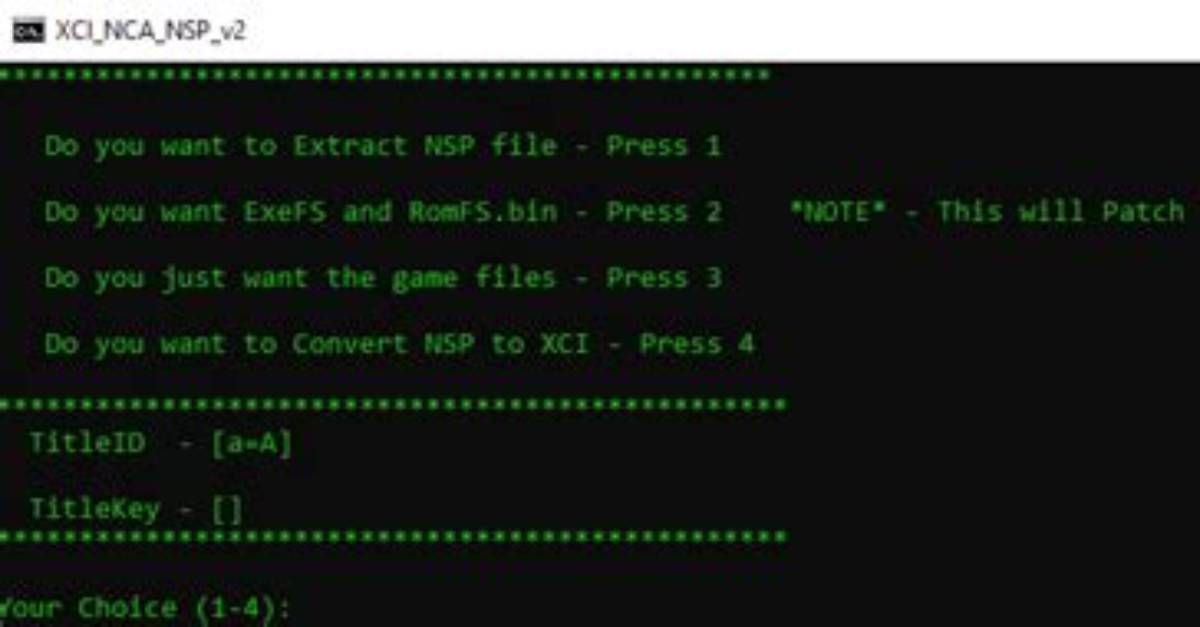Xci Nca Nsp Extracting Batch File Switch