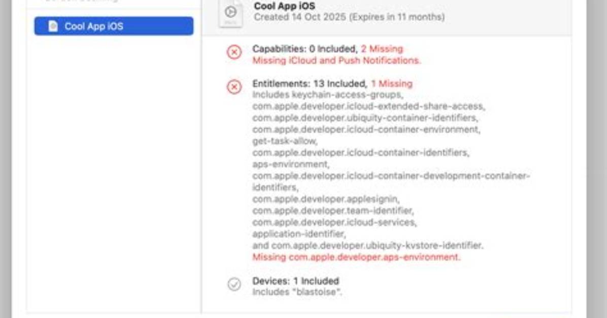 Xcode 8 Shows Error That Provisioning Profile Doesn't Include Signing Certificate
