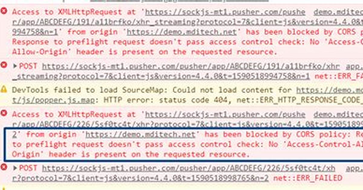 Xmlhttprequest Blocked by Cors Policy