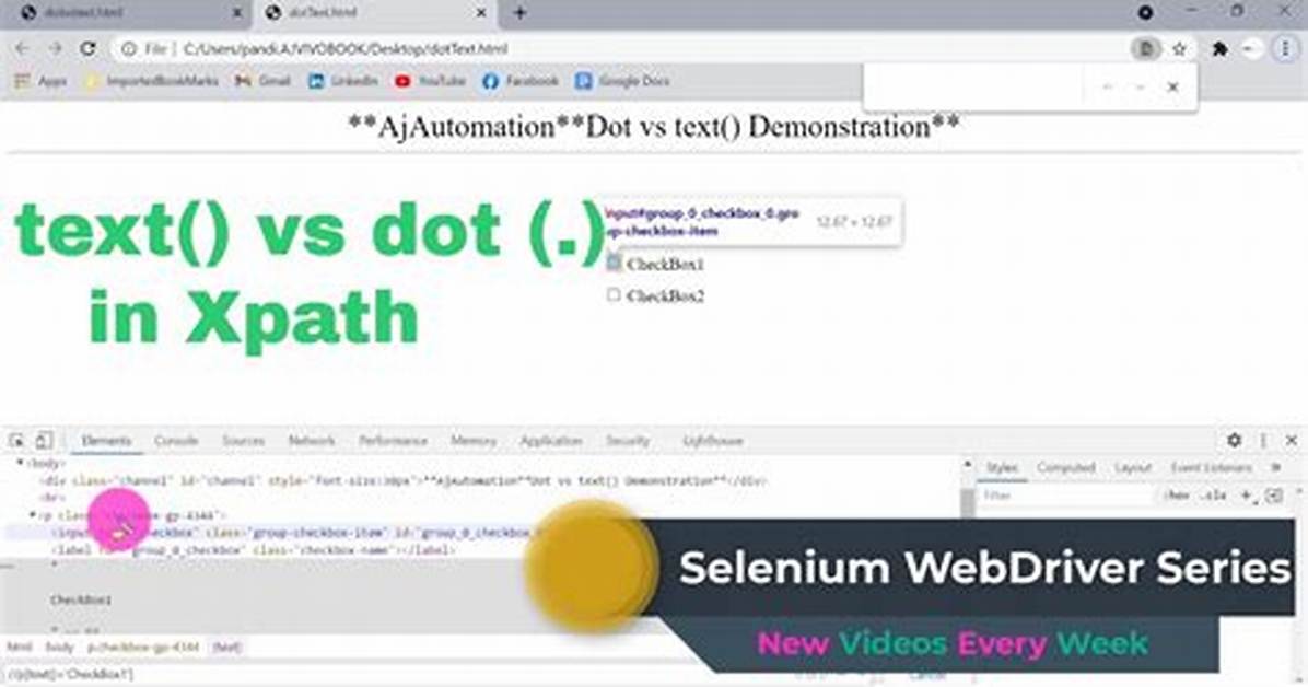 Xpath: Difference Between Dot and Text()