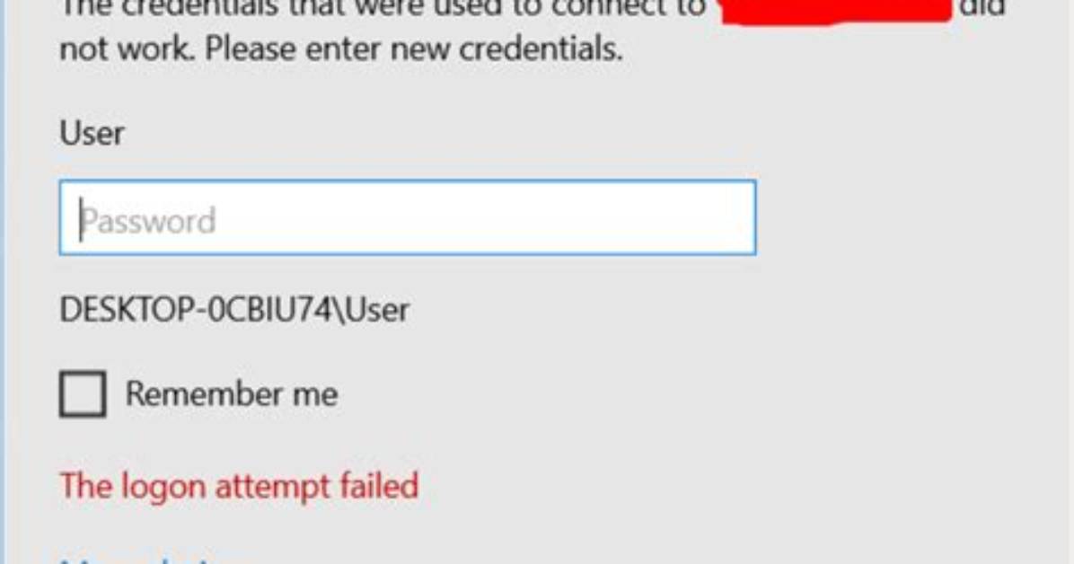 "Your Credentials Did Not Work" Unless Logged in Locally First
