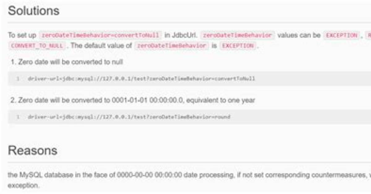 Zero Date Value Prohibited -- Hibernate Sql Jpa