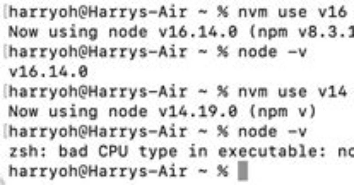 Zsh: Bad Cpu Type in Executable: Node